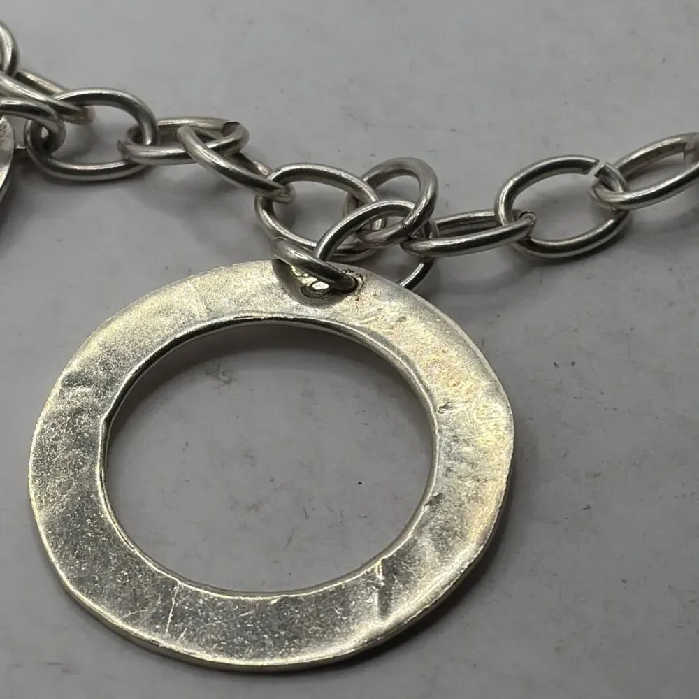Modernist Chain Bracelet With Geometric Charms, Mexico 925 Silver Jewelry 8